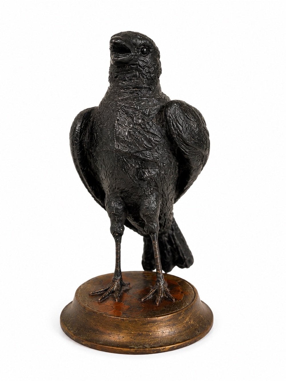 Vintage 1985 Petites Choses Crow Figurine Statue on Brass Base – Made in Korea